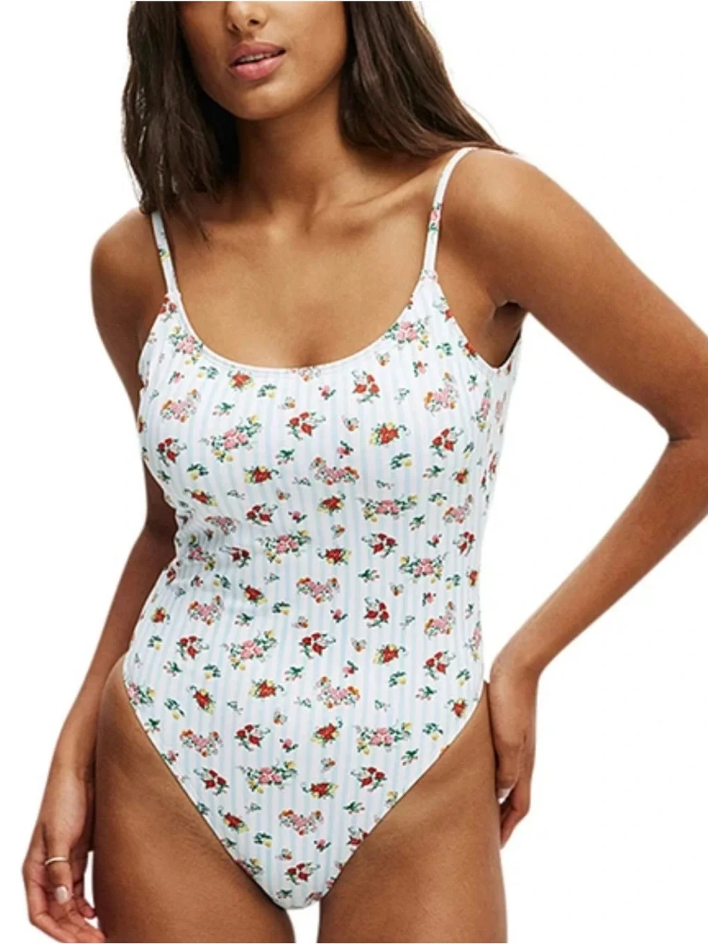 Cotton On Ditsy Floral Cheeky One Piece Swimsuit High Leg Cottagecore Size S NWT